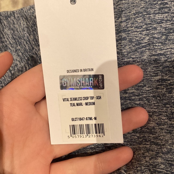 Gymshark Vital Seamless Long Sleeve Crop Top - Teal Marl - Picture 3 of 5